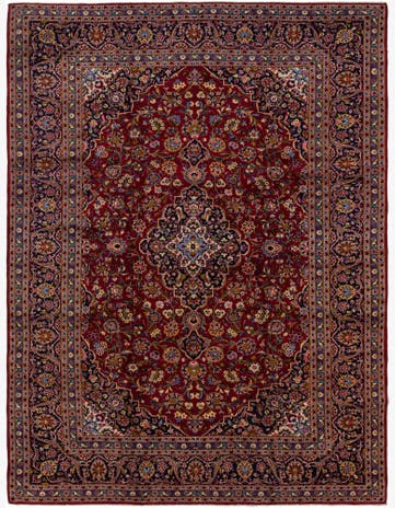 9' 8 x 12' 10 Hand Knotted Kashan Persian Wool Rug