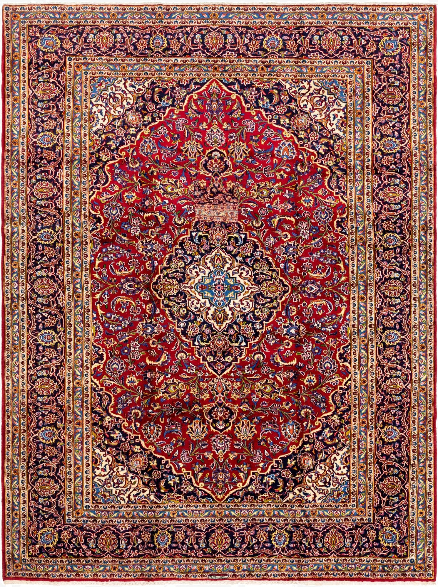 9' 9 x 13'  Hand Knotted Kashan Persian Wool Rug