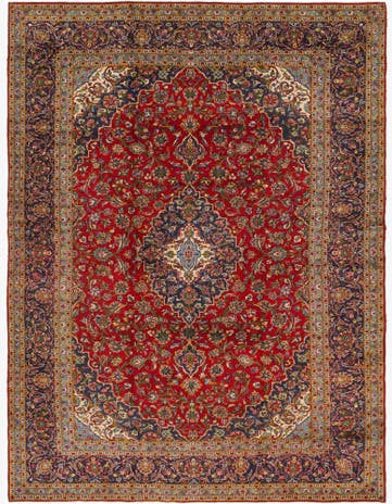 9' 9 x 13' Hand Knotted Kashan Persian Wool Rug