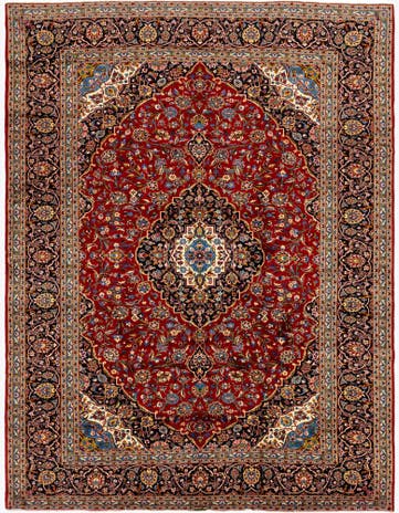 9' 8 x 12' 7 Hand Knotted Kashan Persian Wool Rug