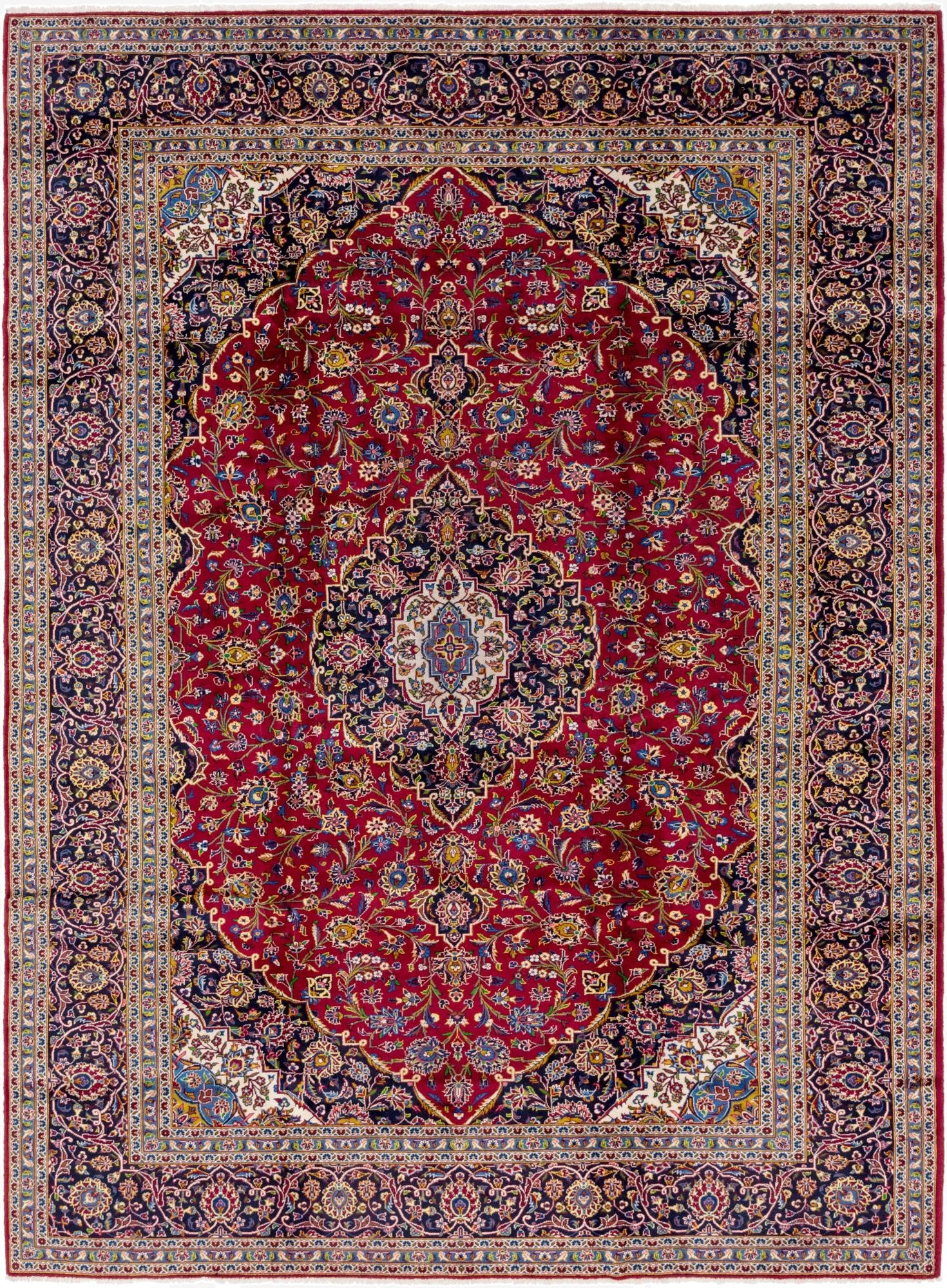 9' 10 x 13' 3  Hand Knotted Kashan Persian Wool Rug