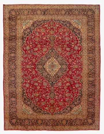 9' 11 x 13' 2 Hand Knotted Kashan Persian Wool Rug