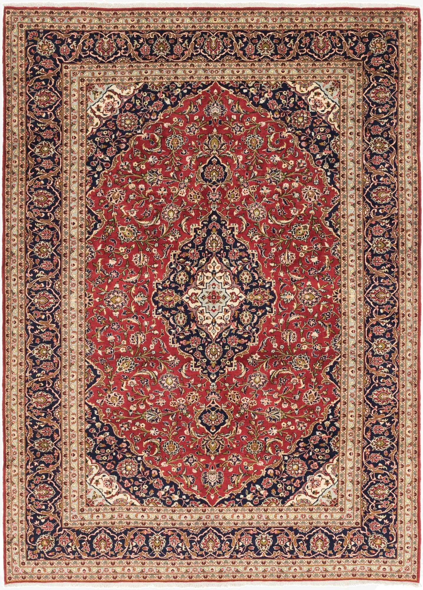 9' 8 x 13' 5  Hand Knotted Kashan Persian Wool Rug