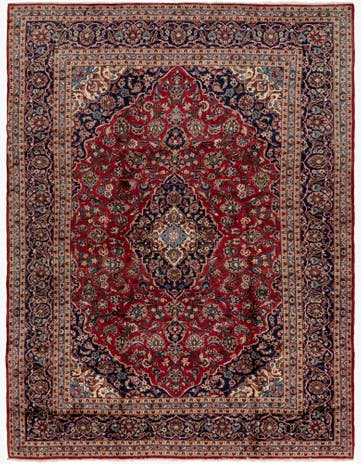 9' 8 x 13' Hand Knotted Kashan Persian Wool Rug