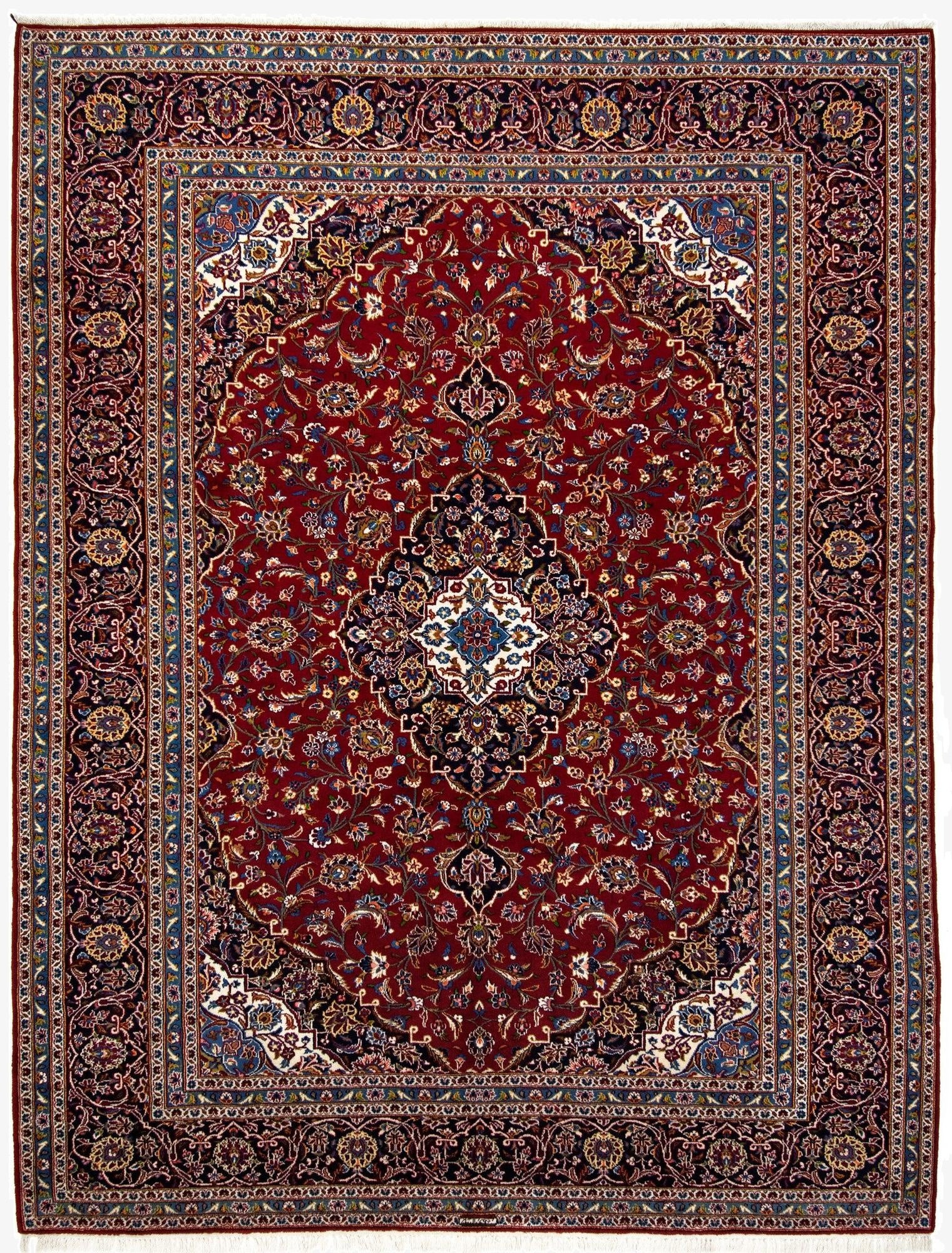 9' 10 x 13' 2  Hand Knotted Kashan Persian Wool Rug
