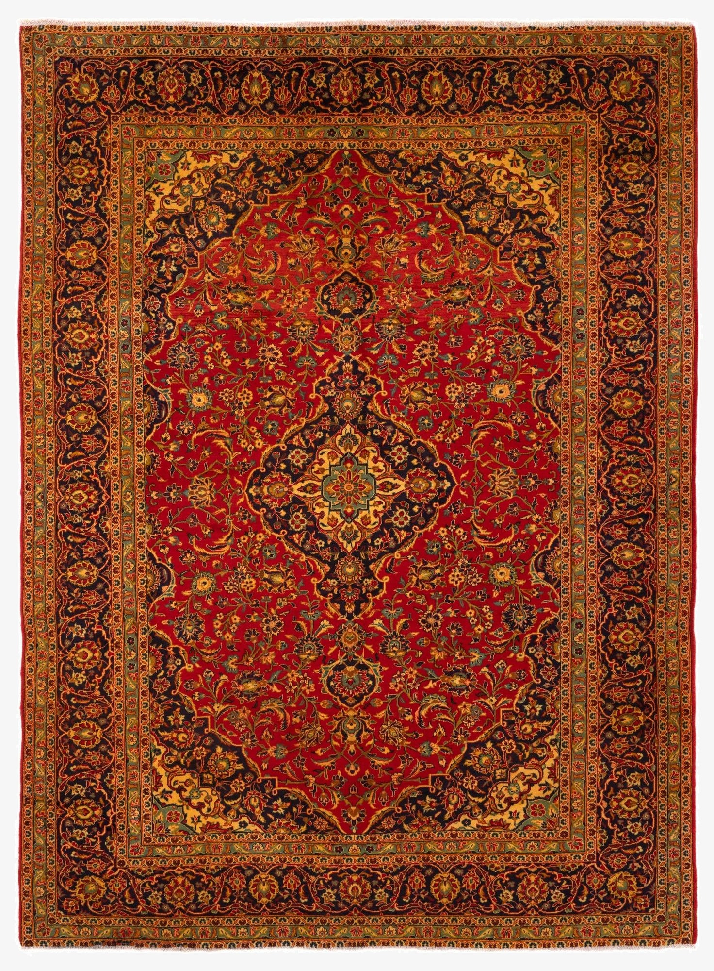 8' 2 x 11' 1  Hand Knotted Kashan Persian Wool Rug