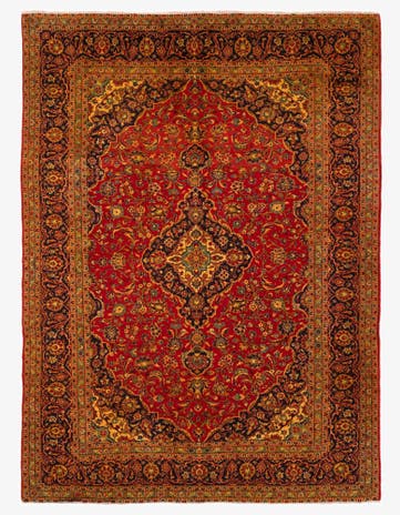 8' 2 x 11' 1 Hand Knotted Kashan Persian Wool Rug
