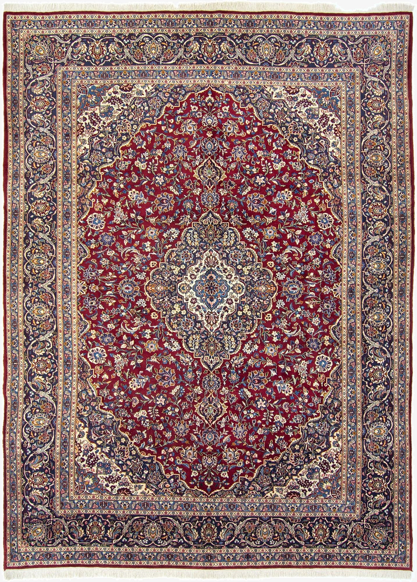 9' 8 x 13' 3  Hand Knotted Kashan Persian Wool Rug