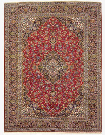 10' x 13' 1 Hand Knotted Kashan Persian Wool Rug