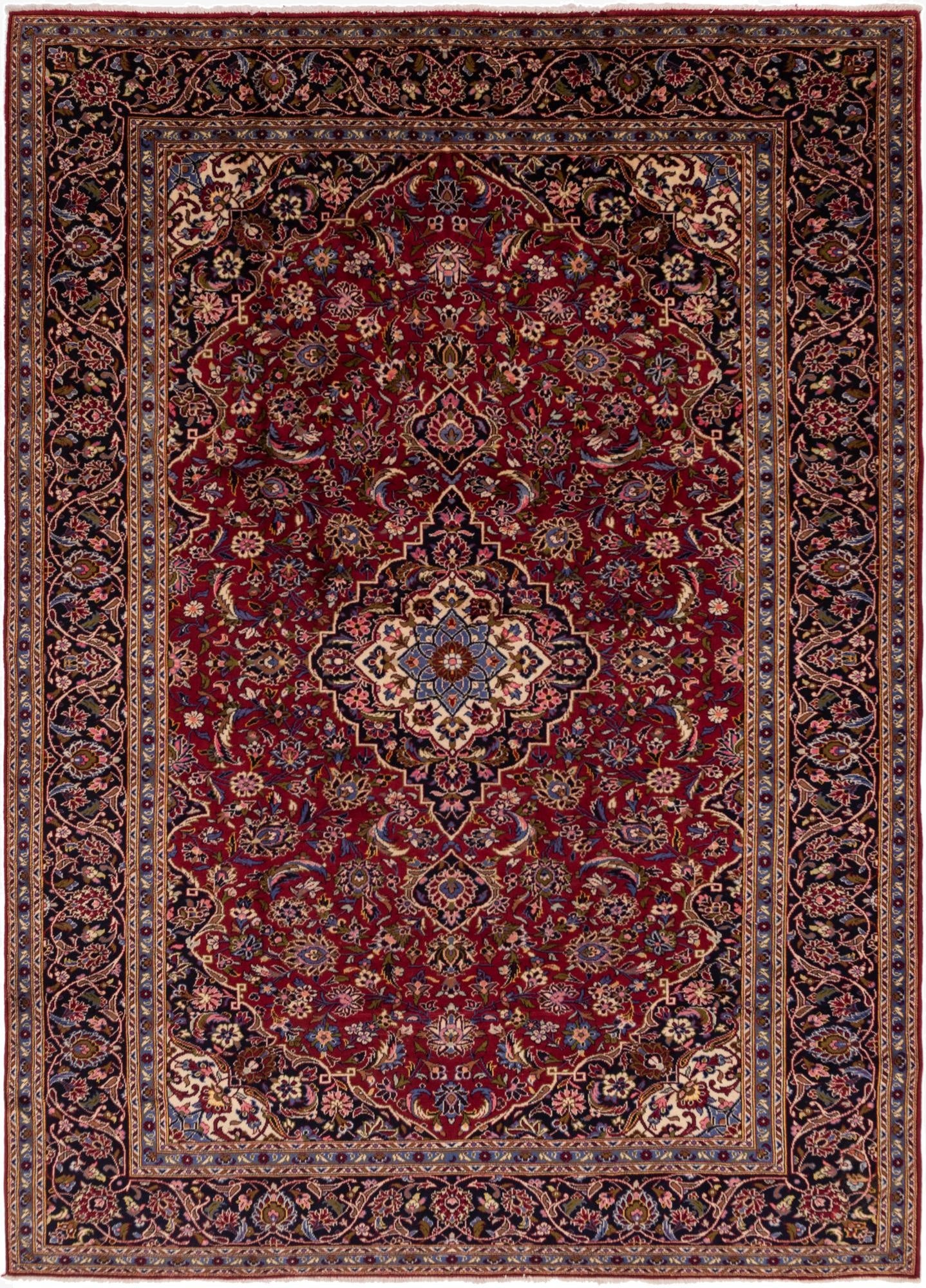 9' 6 x 13'  Hand Knotted Kashan Persian Wool Rug