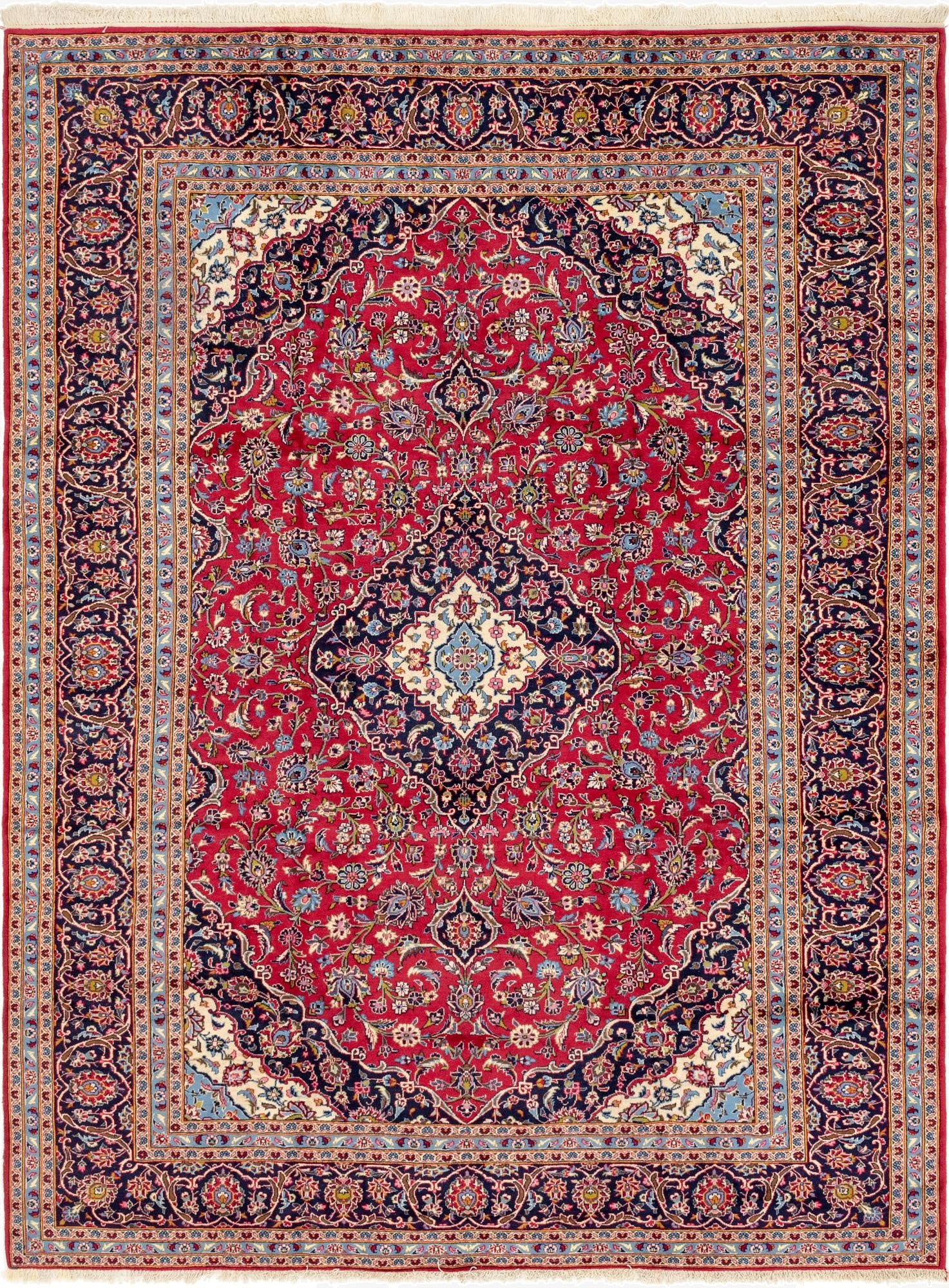 9' 9 x 13' 3  Hand Knotted Kashan Persian Wool Rug
