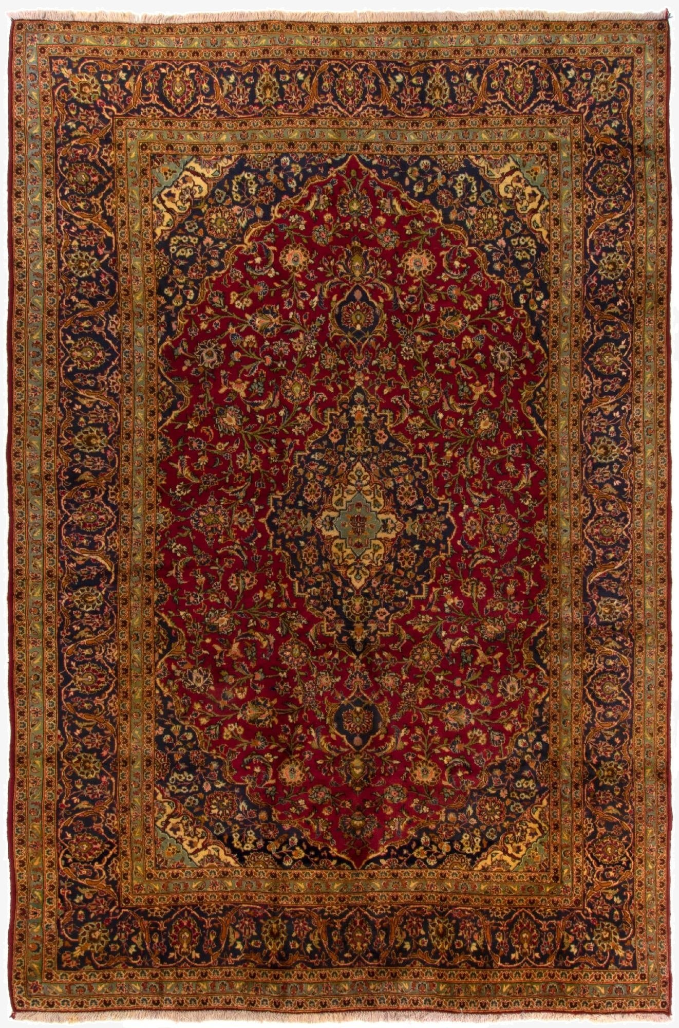8' 4 x 12' 6  Hand Knotted Kashan Persian Wool Rug