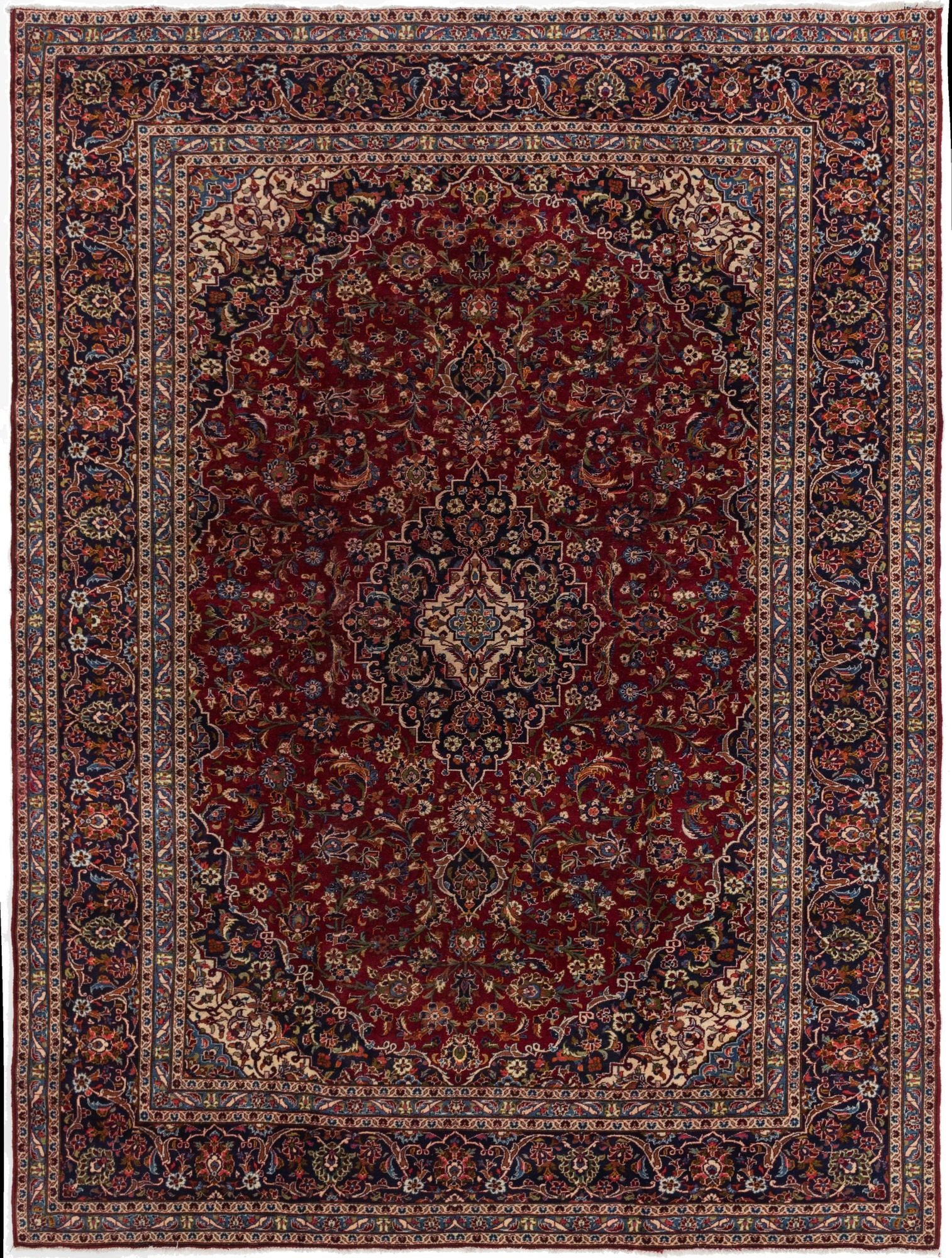9' 10 x 13'  Hand Knotted Kashan Persian Wool Rug