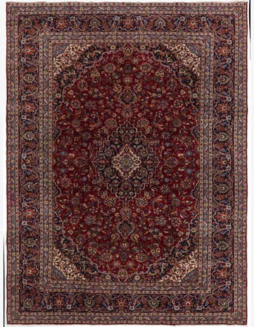 9' 10 x 13' Hand Knotted Kashan Persian Wool Rug