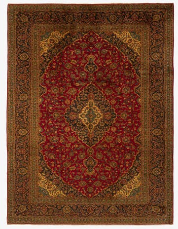 9' 7 x 12' 11 Hand Knotted Kashan Persian Wool Rug