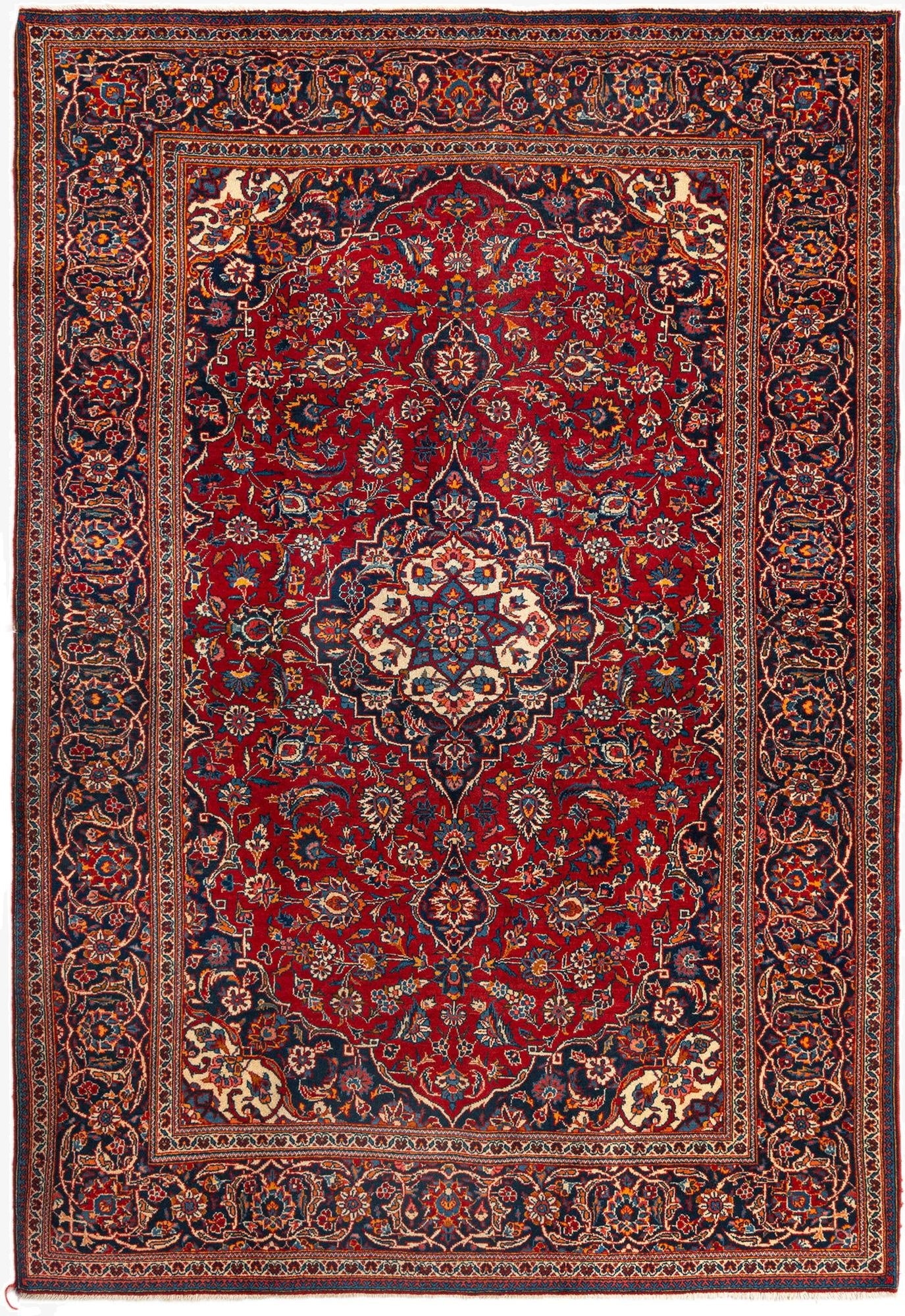 142cm x 207cm Kashan Wool Rug