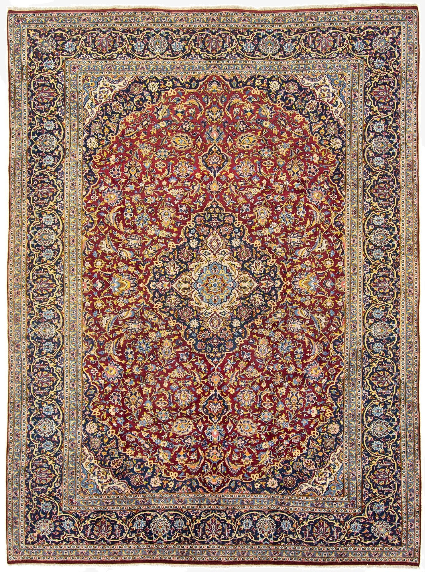 9' 2 x 12' 6  Hand Knotted Kashan Persian Rug