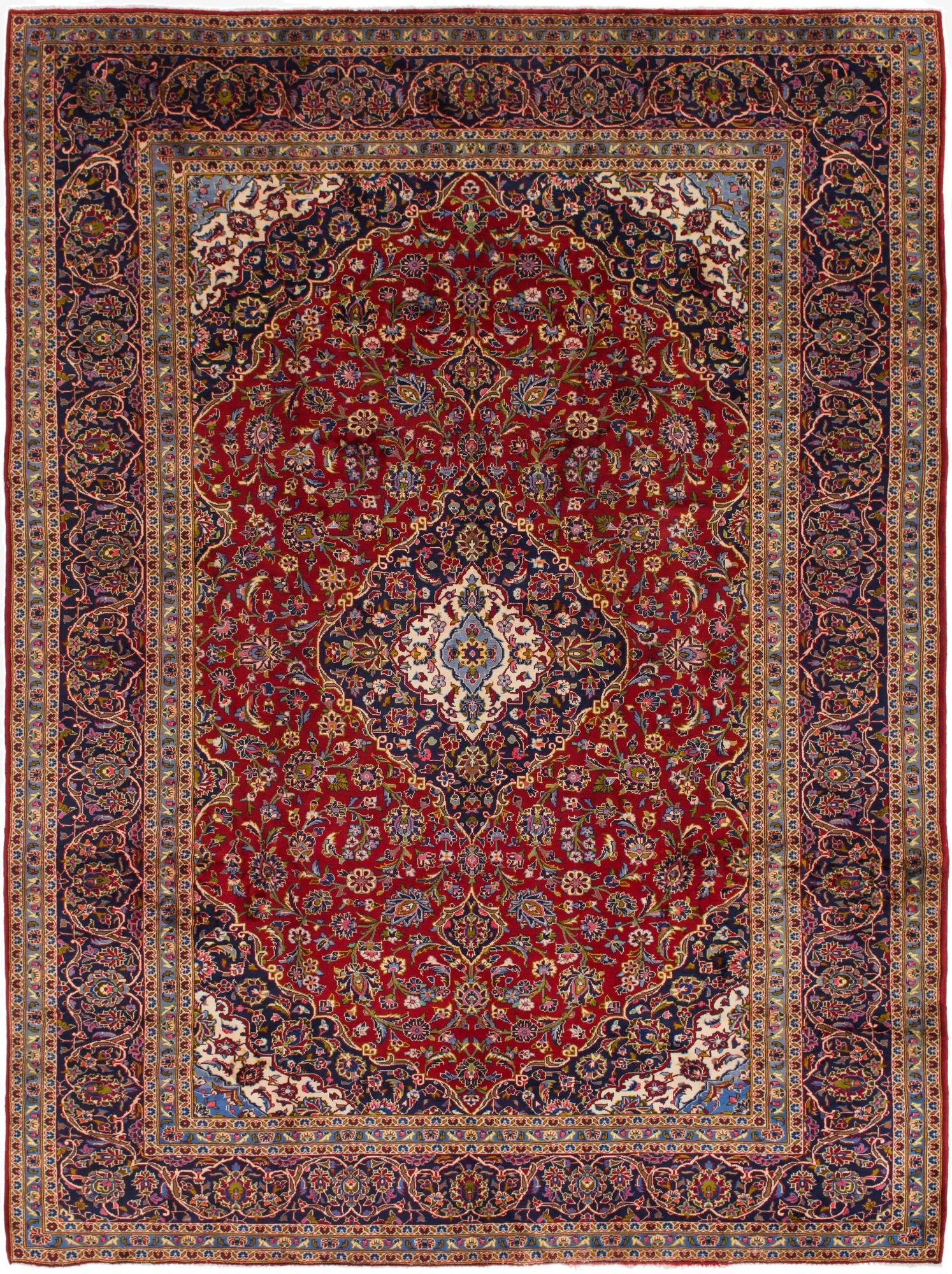 10' x 13' 4  Hand Knotted Kashan Persian Wool Rug