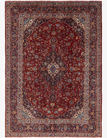 9' 7 x 13' 3 Hand Knotted Kashan Persian Wool Rug