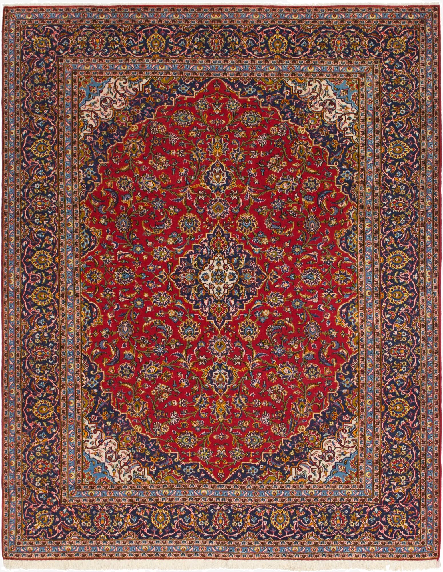 10' x 12' 8  Hand Knotted Kashan Persian Wool Rug