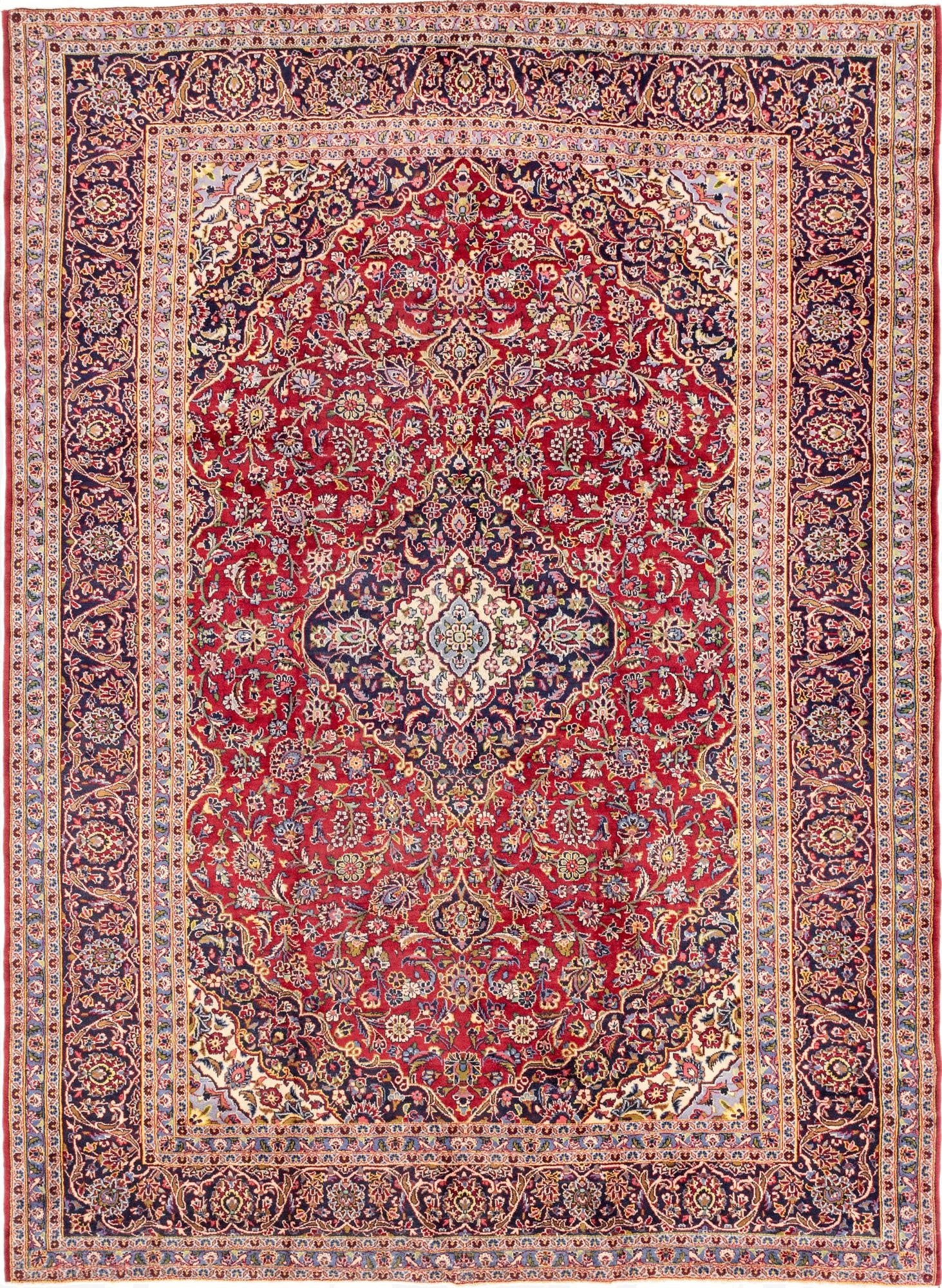 9' 9 x 13' 5  Hand Knotted Kashan Persian Wool Rug