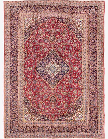 9' 9 x 13' 5 Hand Knotted Kashan Persian Wool Rug