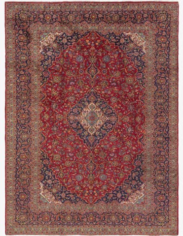 9' 9 x 13' 3 Hand Knotted Kashan Persian Wool Rug