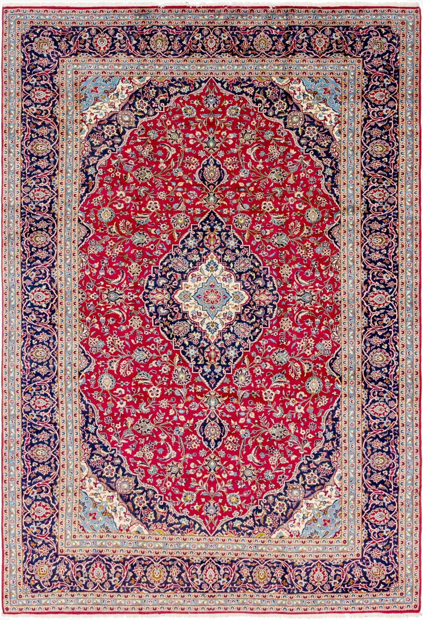 9' 5 x 13' 8  Hand Knotted Kashan Persian Wool Rug