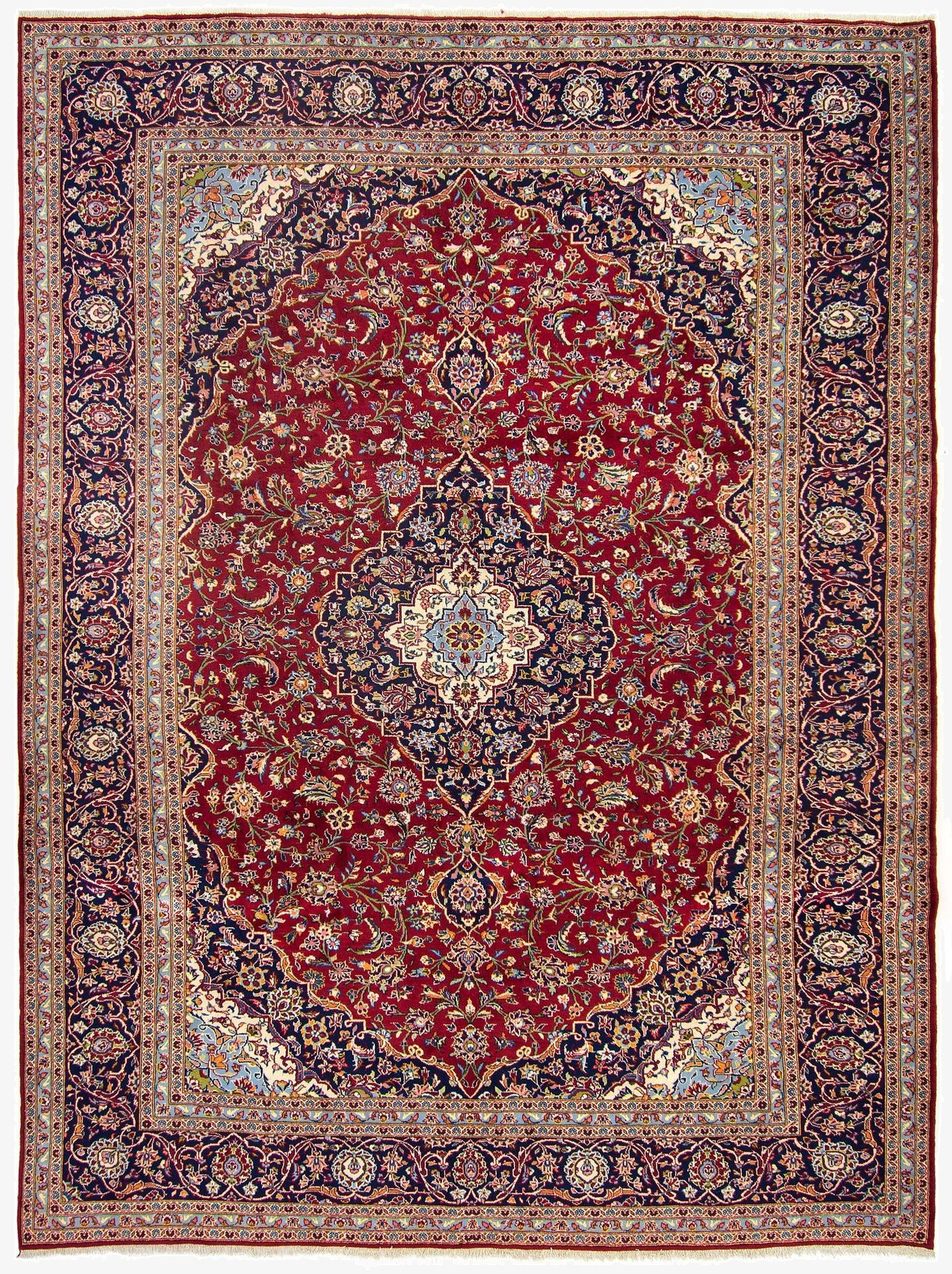 9' 11 x 13' 4  Hand Knotted Kashan Persian Wool Rug