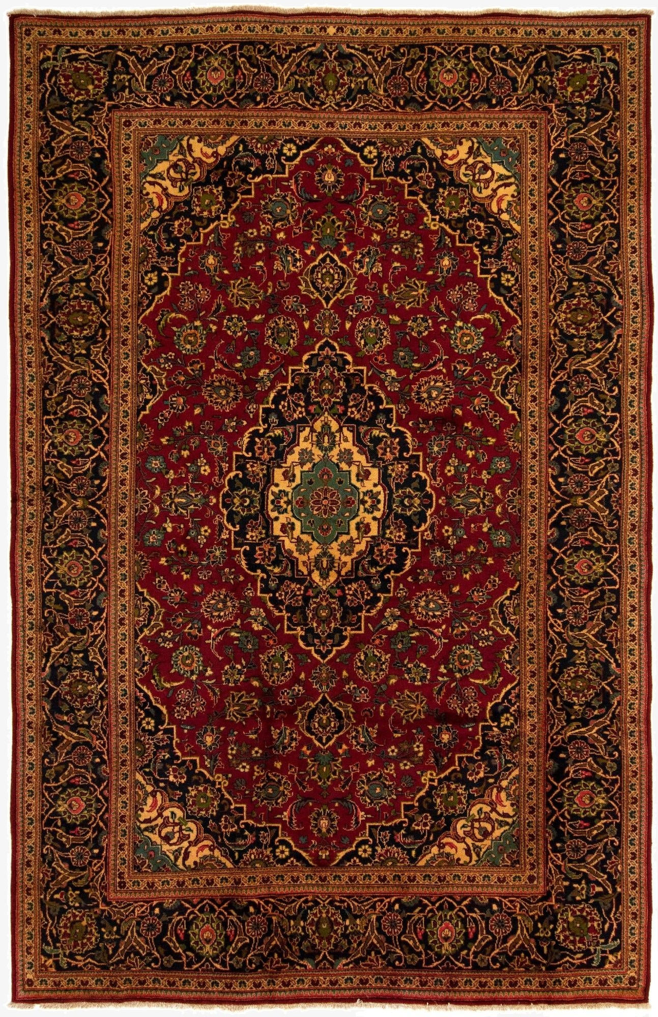 7' 10 x 12'  Hand Knotted Kashan Persian Wool Rug