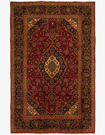 7' 10 x 12' Hand Knotted Kashan Persian Wool Rug