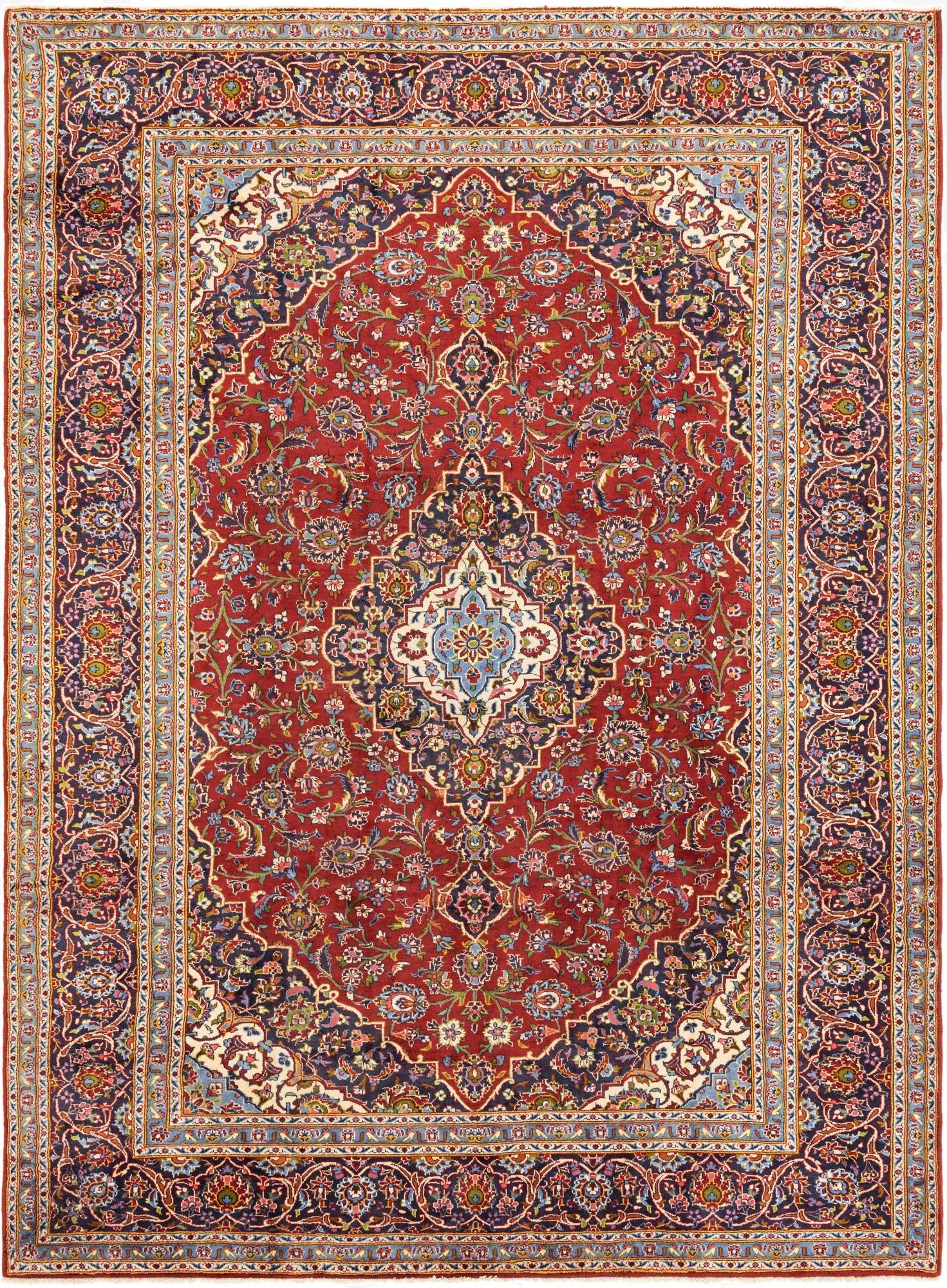 9' 6 x 13'  Hand Knotted Kashan Persian Wool Rug