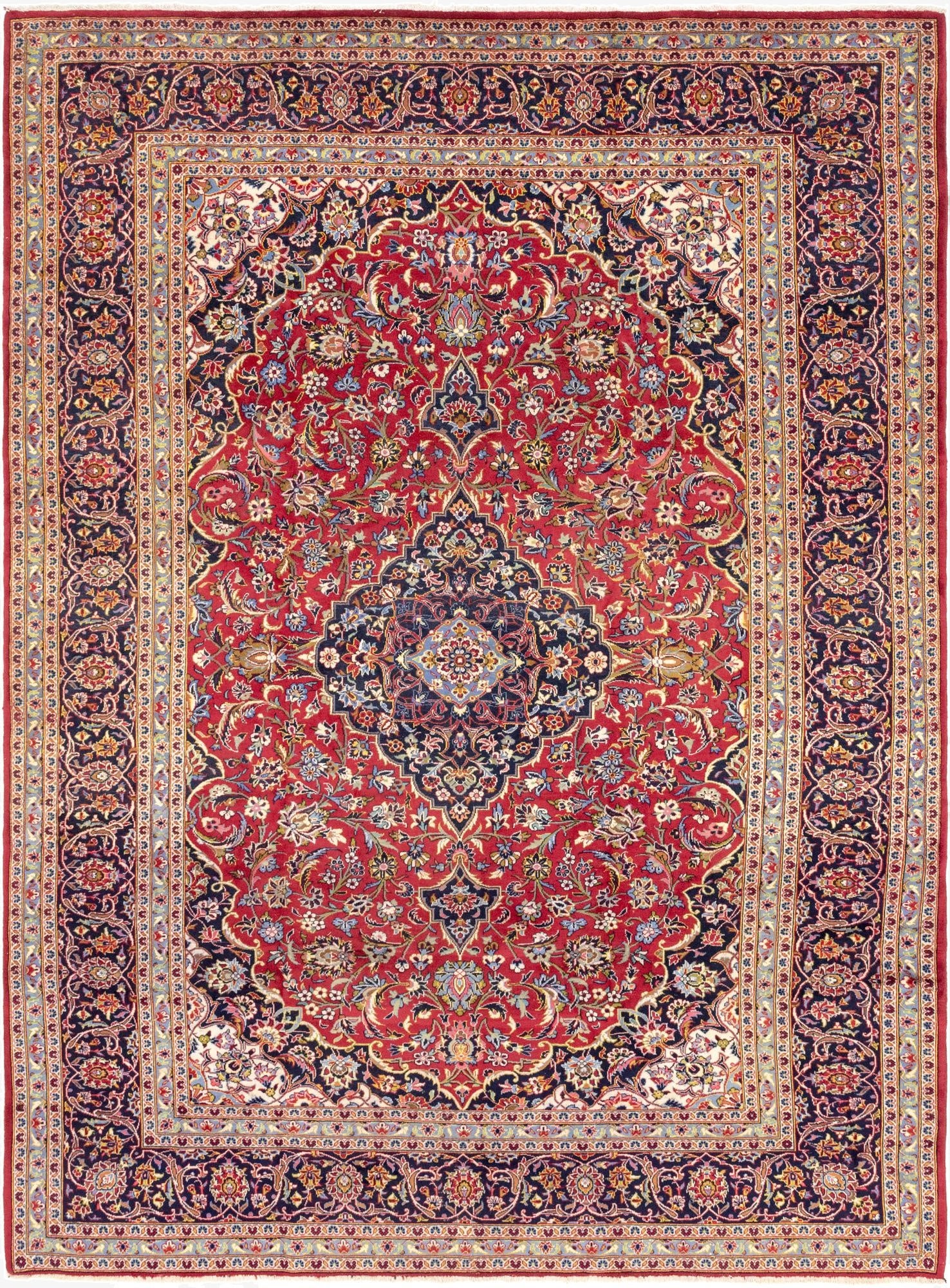 9' 10 x 13' 5  Hand Knotted Kashan Persian Wool Rug