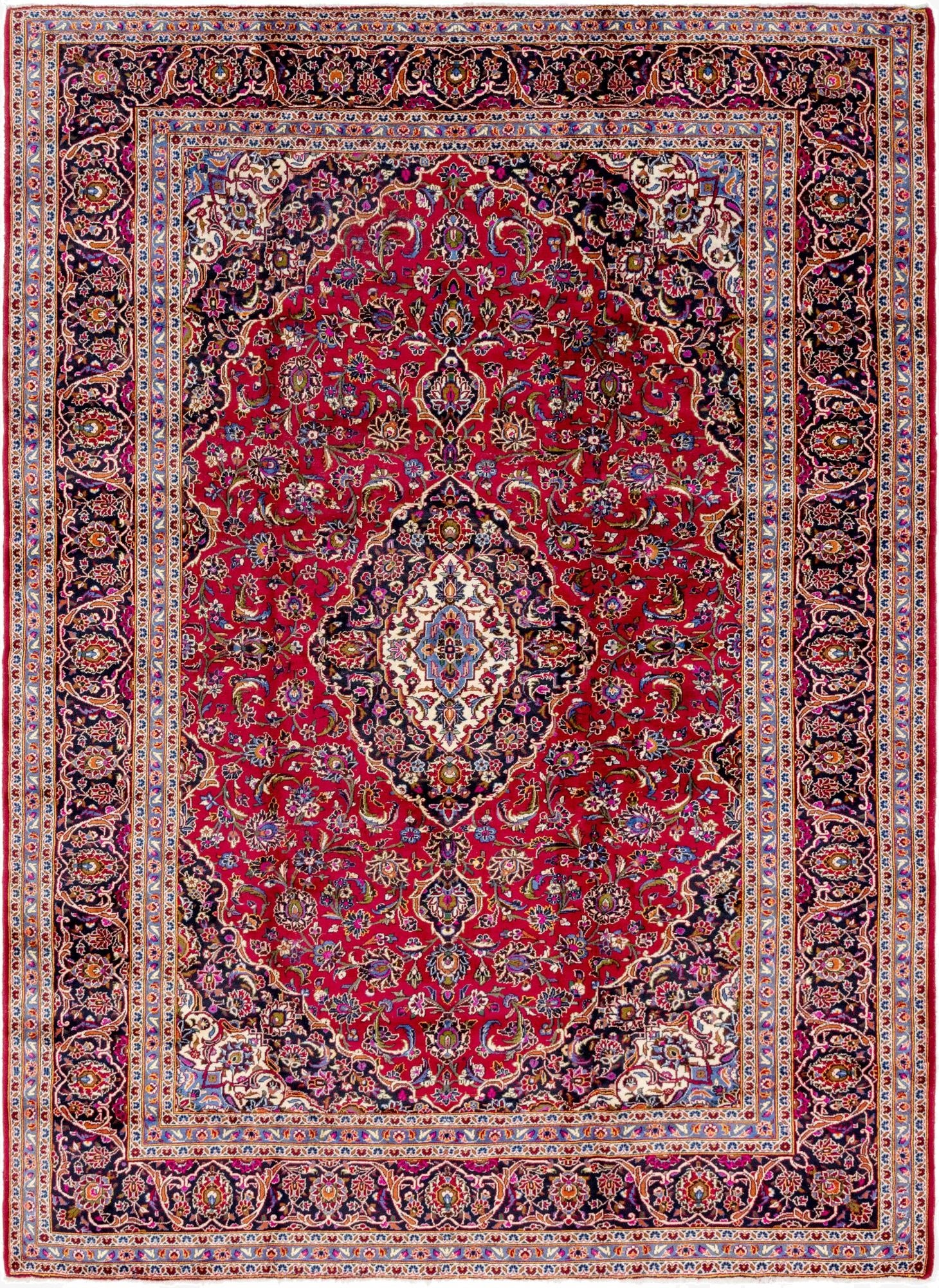 9' 9 x 13' 2  Hand Knotted Kashan Persian Wool Rug