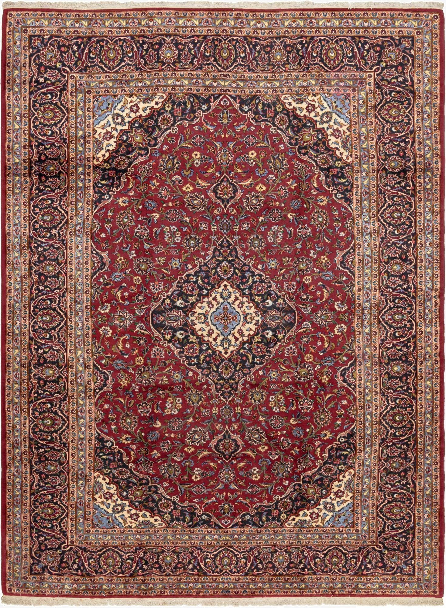 9' 10 x 13' 3  Hand Knotted Kashan Persian Wool Rug