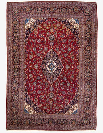 9' 9 x 14' 1 Hand Knotted Kashan Persian Wool Rug