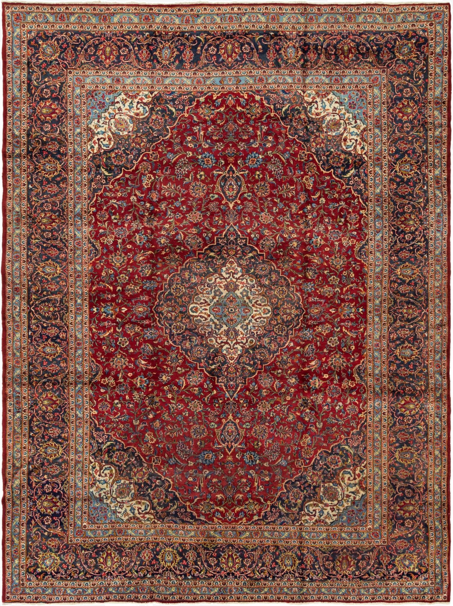 9' 10 x 13' 1  Hand Knotted Kashan Persian Wool Rug