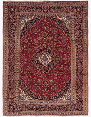 9' 8 x 13' 3 Hand Knotted Kashan Persian Wool Rug