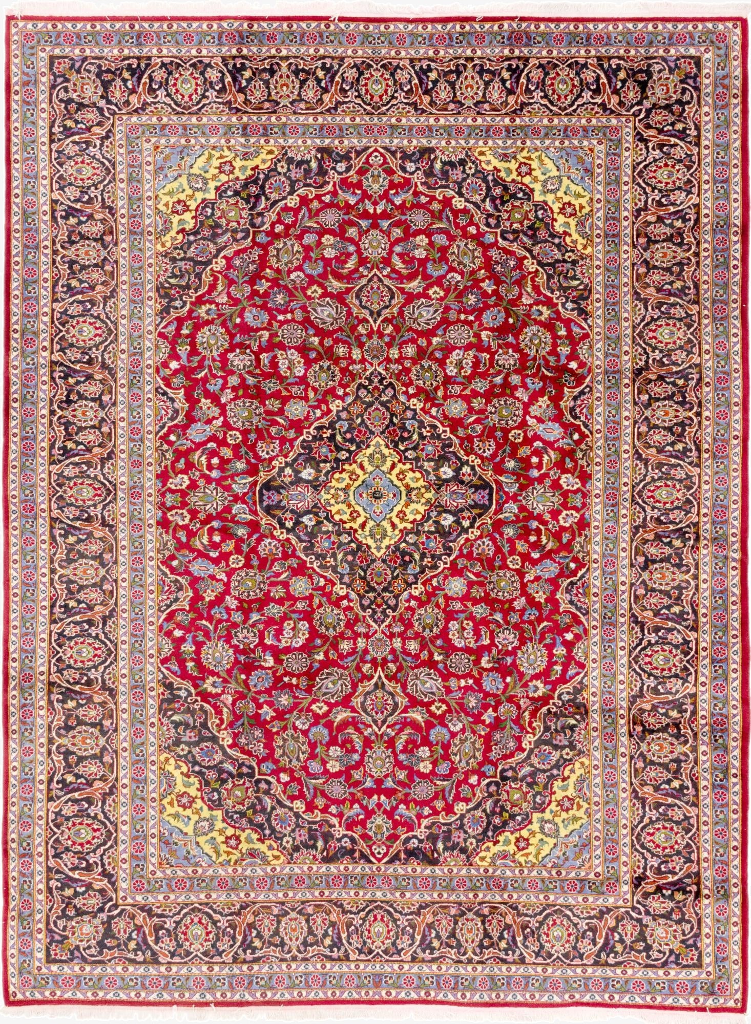 9' 5 x 13'  Hand Knotted Kashan Persian Wool Rug