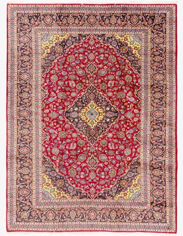 9' 5 x 13' Hand Knotted Kashan Persian Wool Rug