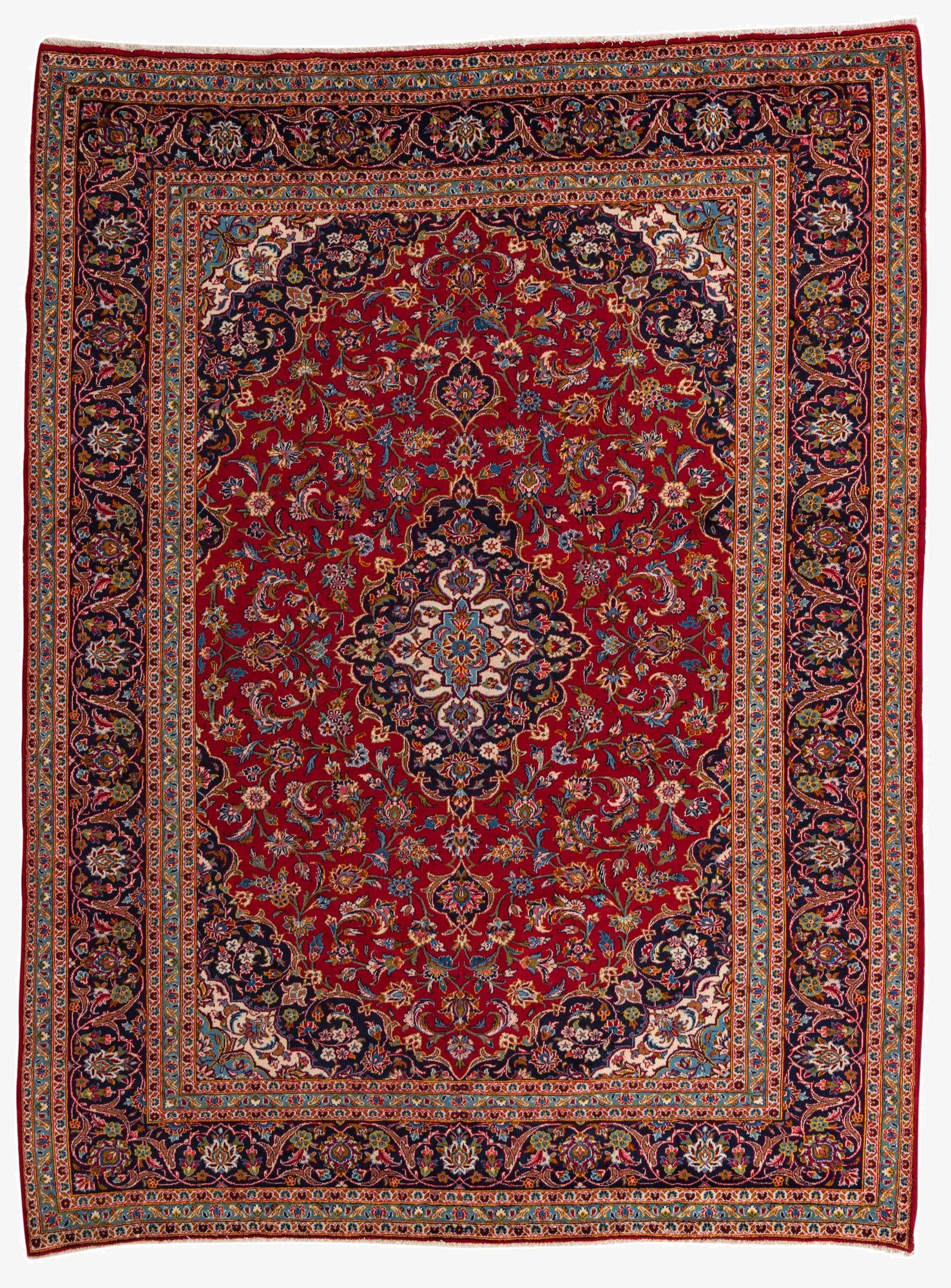 9' 9 x 13'  Hand Knotted Kashan Persian Wool Rug