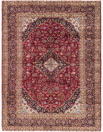 9' 8 x 13' Hand Knotted Kashan Persian Wool Rug