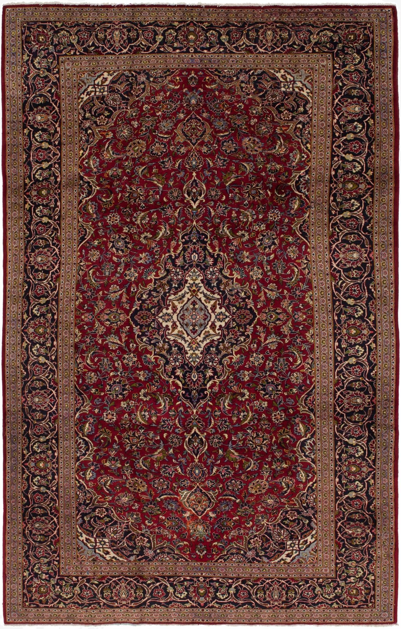 8' x 12' 9  Hand Knotted Kashan Persian Wool Rug