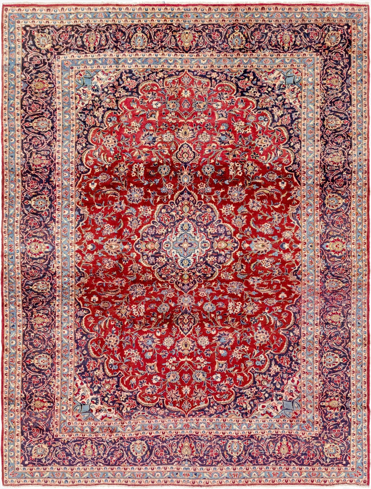 9' 10 x 12' 10  Hand Knotted Kashan Persian Wool Rug