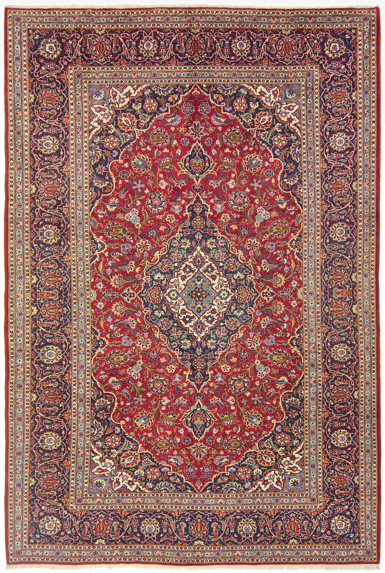 8' 1 x 11' 6  Hand Knotted Kashan Persian Rug