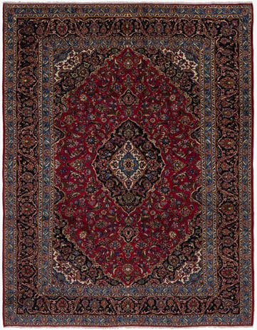 9' 9 x 13' Hand Knotted Kashan Persian Wool Rug