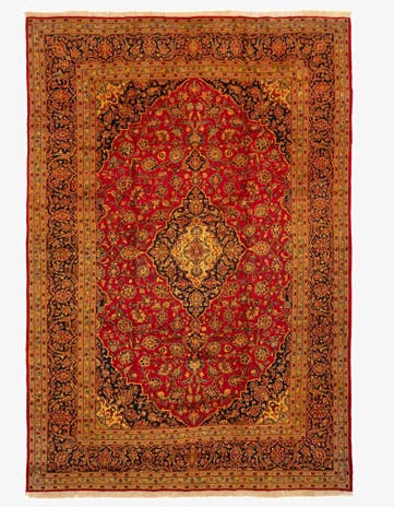 9' 7 x 13' 2 Hand Knotted Kashan Persian Wool Rug