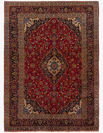 9' 7 x 13' 2 Hand Knotted Kashan Persian Wool Rug