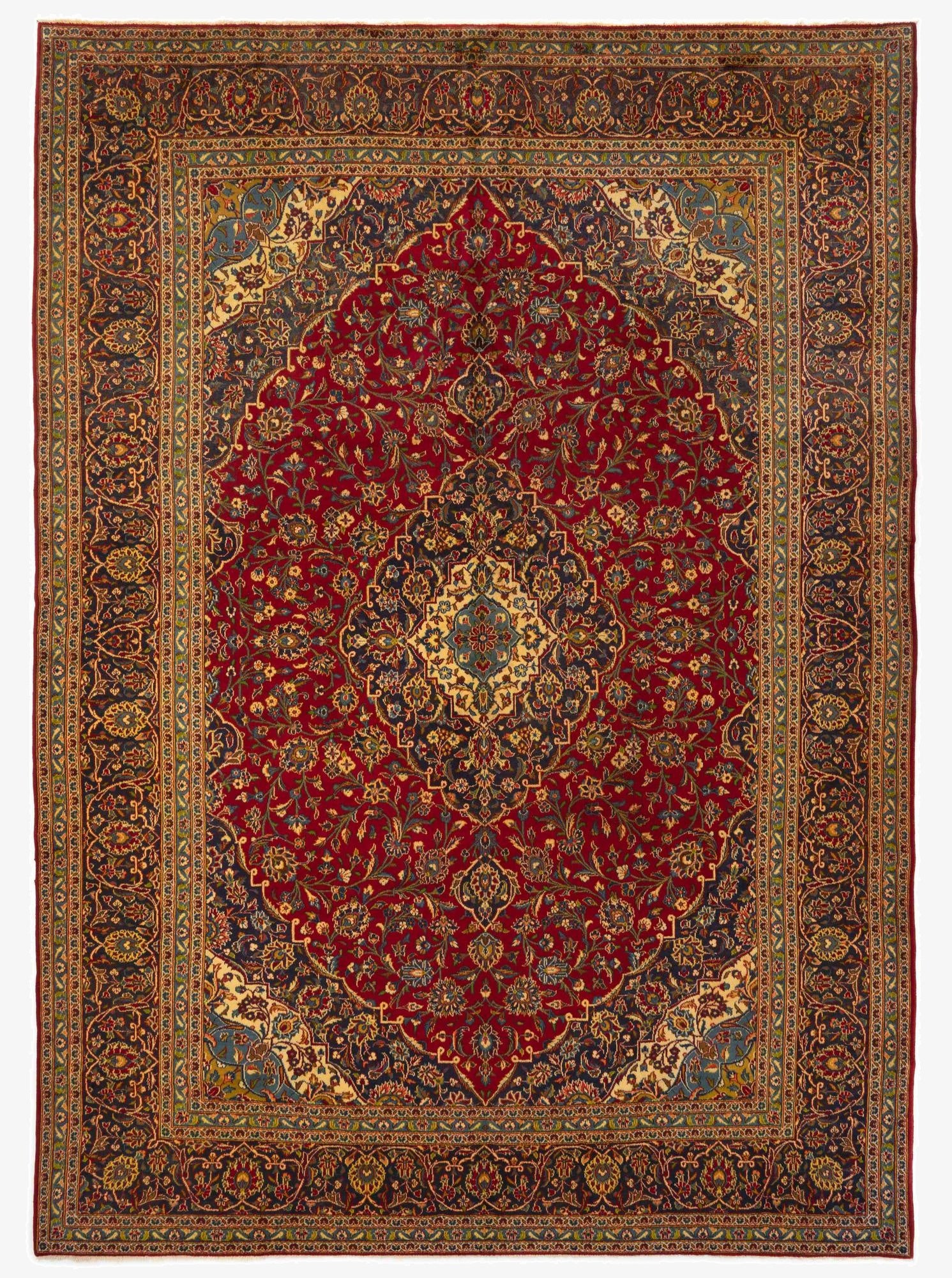 9' 11 x 13' 3  Hand Knotted Kashan Persian Rug