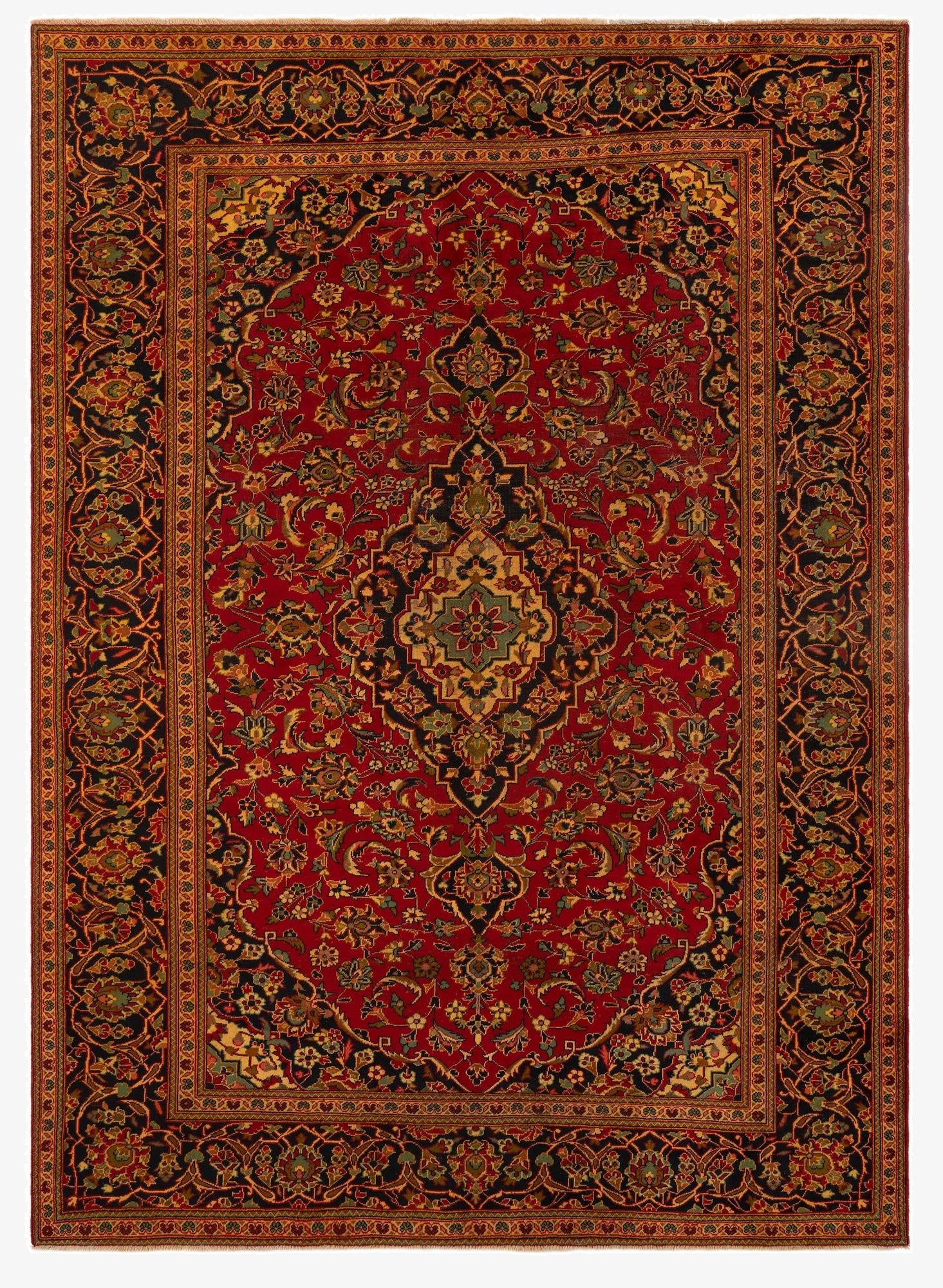 8' 2 x 11' 3  Hand Knotted Kashan Persian Wool Rug